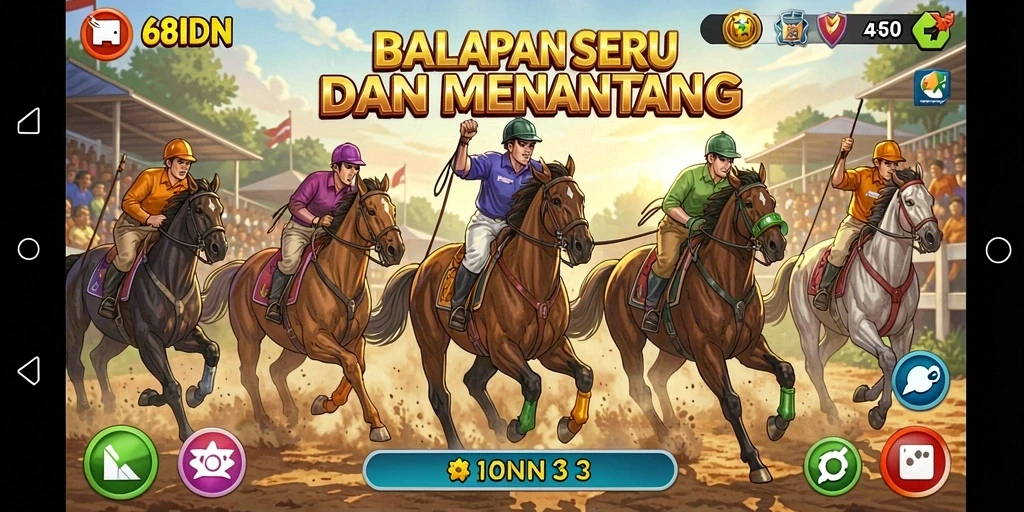 Screenshot gameplay 68IDN yang menunjukkan aksi balapan yang mendebarkan.