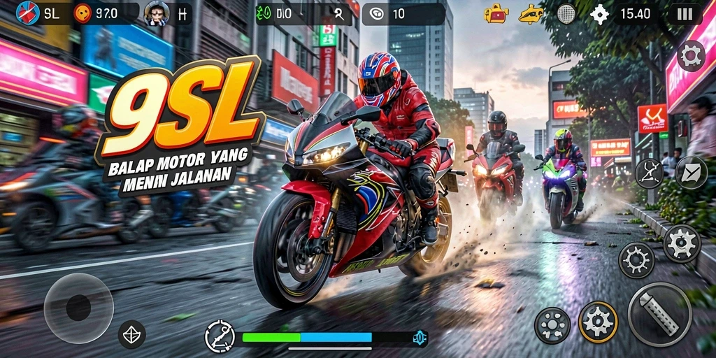 Gameplay balap motor yang seru dan mendebarkan.