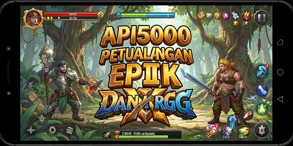 Screenshot gameplay RPG API5000 menampilkan pertarungan seru dan eksplorasi dunia.