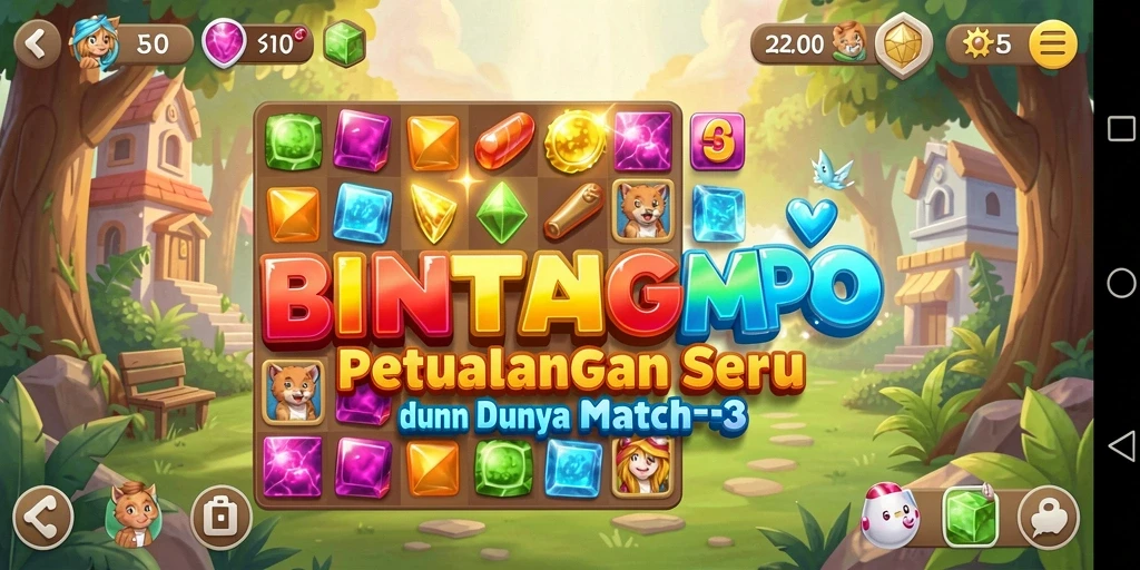 Tampilan gameplay BINTANGMPO dengan bintang warna-warni yang mencolok.