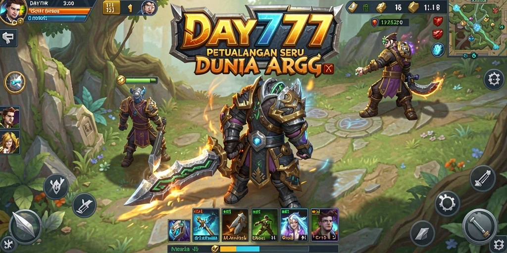 Tangkapan gameplay arenas pertempuran seru di DAY777.