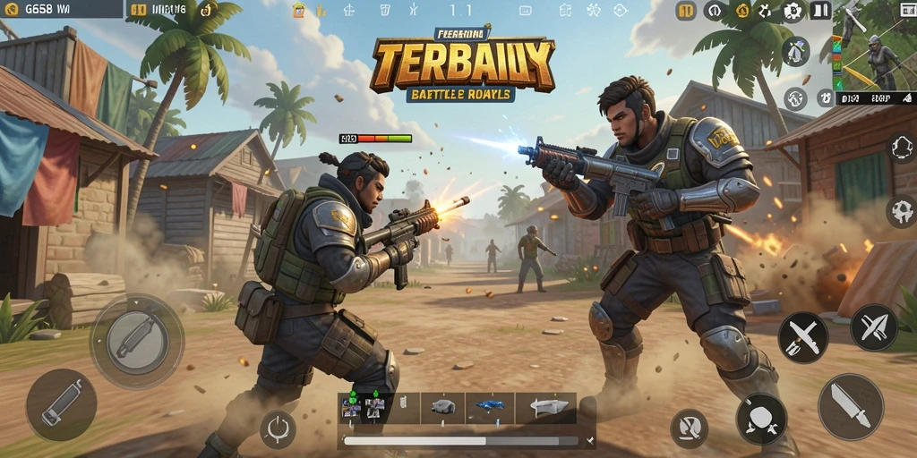Gameplay menegangkan dalam G668, aksi Battle Royale seru.