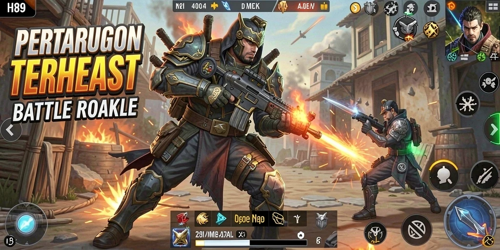 Screenshot gameplay H89 yang menunjukkan aksi seru dalam pertarungan Battle Royale.