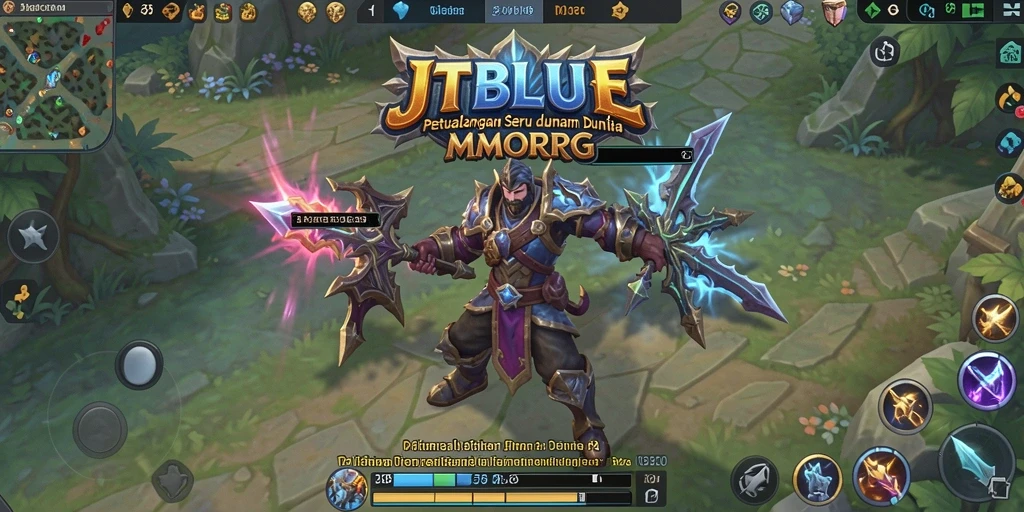 Tampilan gameplay JTBLUE yang dinamis dalam petualangan MMORPG.