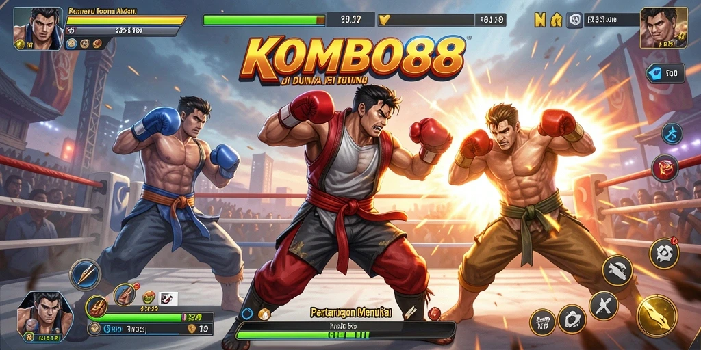 Screenshot KOMBO88 menampilkan aksi pertarungan karakter yang mendebarkan dan grafis yang menawan.
