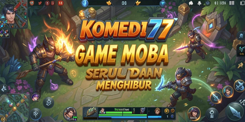 Tangkapan layar gameplay KOMEDI77 menampilkan aksi seru dalam pertempuran MOBA.