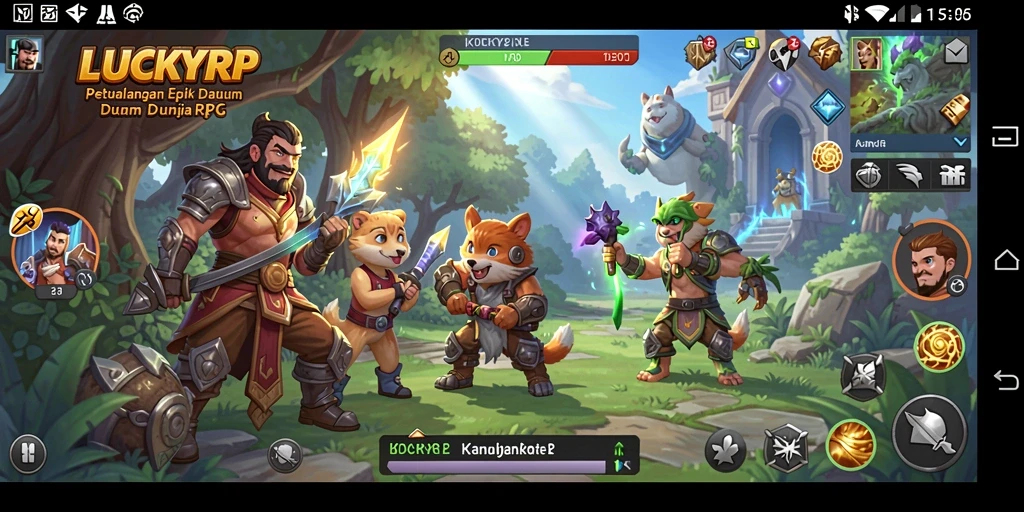 Tampilan gameplay epik dalam LUCKYRP yang menampilkan pertarungan seru.