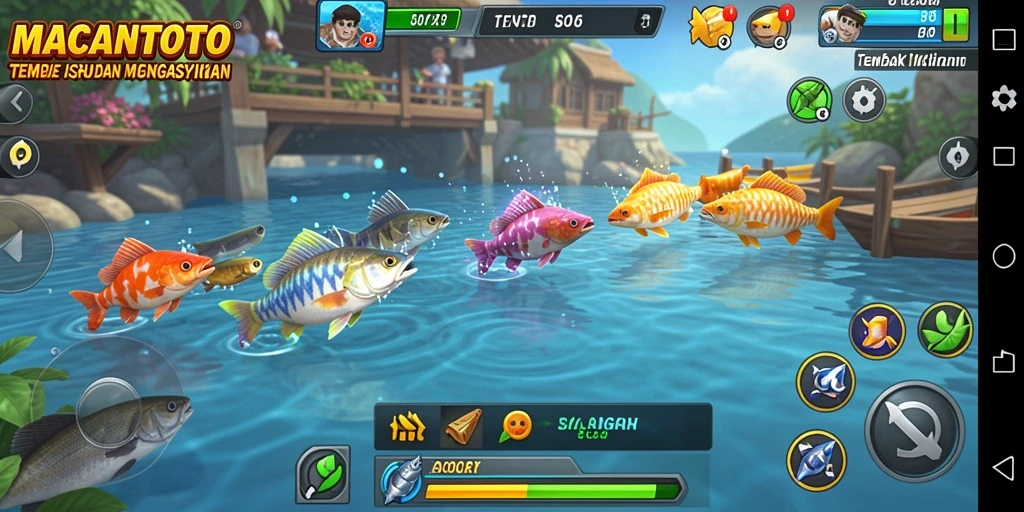 Tampilan gameplay seru dalam game Tembak Ikan MACANTOTO.