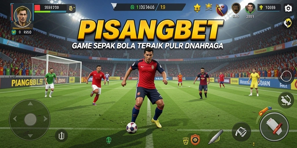 Screenshot menampilkan aksi seru gameplay sepak bola.