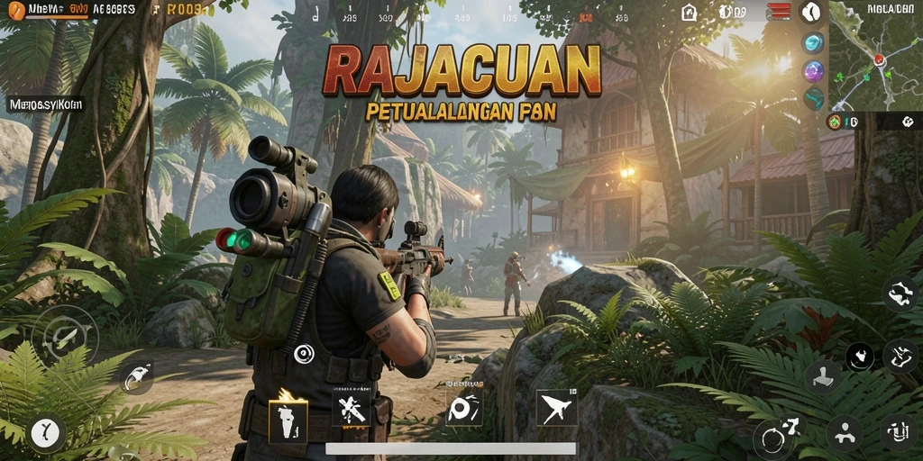 Tampilan gameplay RAJACUAN yang penuh aksi dalam dunia FPS.