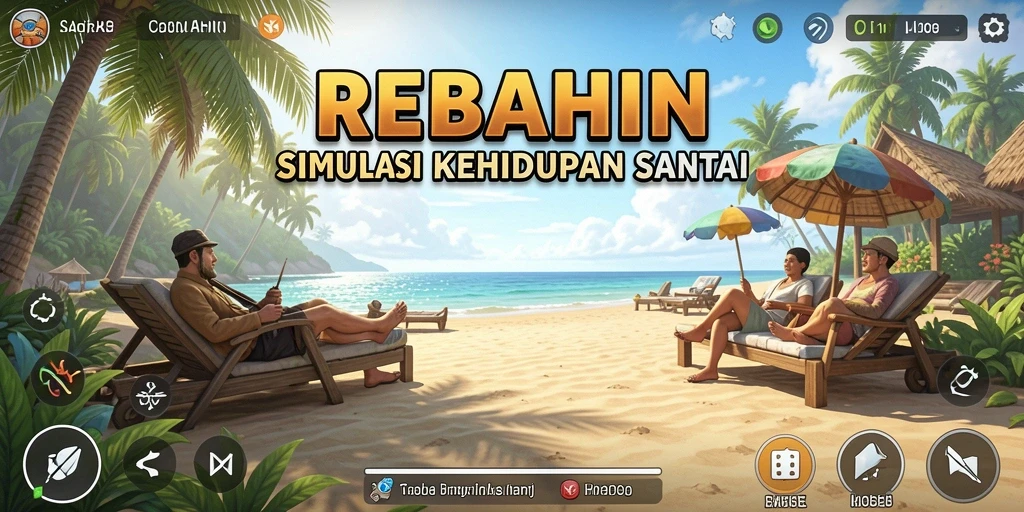 Screenshot gameplay REBAHIN yang menunjukkan aktivitas santai dan interaksi sosial.
