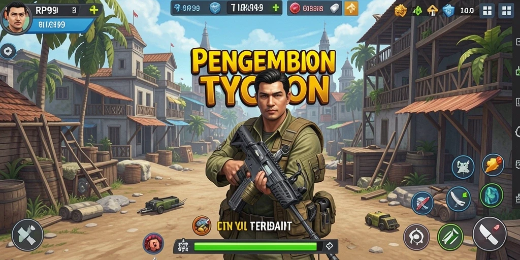 Screenshot utama RP99 menampilkan gameplay seru mengelola bisnis Tycoon.