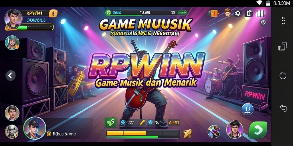 Tampilan gameplay RPWIN1 dengan berbagai pilihan lagu menarik.