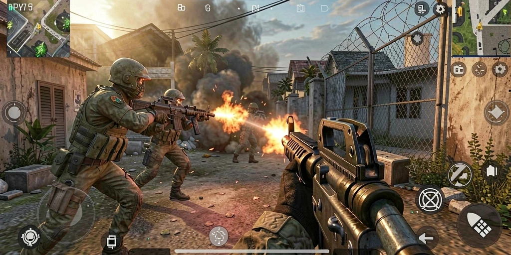 Screenshot gameplay RPYYY yang menunjukkan aksi tembak-menembak yang seru.