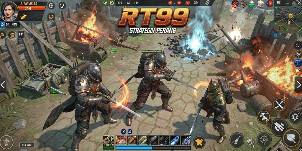 Tangkapan layar dari gameplay RT99 yang penuh aksi dan strategi.