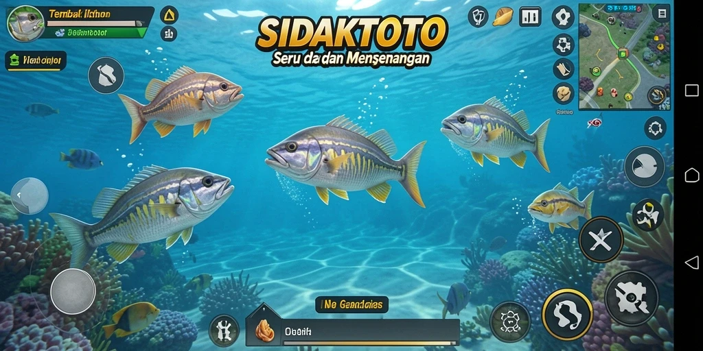 Screenshot gameplay SIDAKTOTO yang menunjukkan aksi Tembak Ikan.