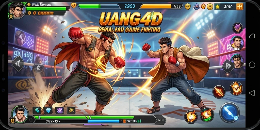 Screenshot gameplay pertarungan menegangkan di UANG4D.